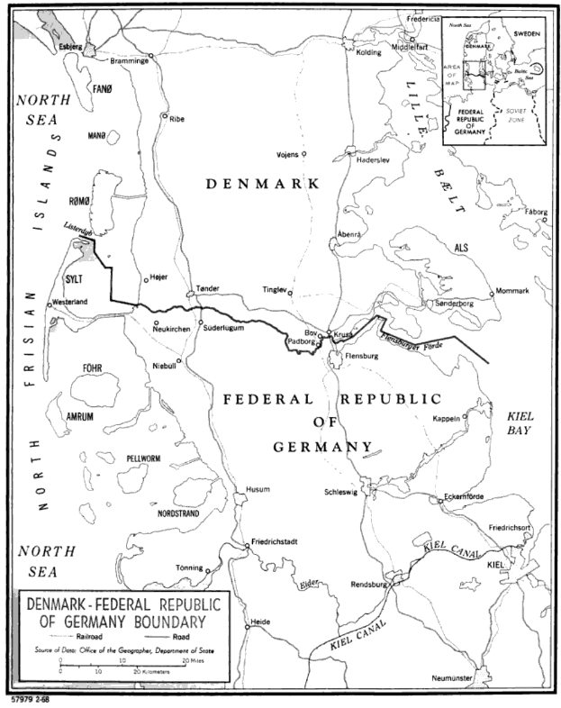 Ein Schwarz-Weiß-Plakat mit einer detaillierten Karte der Bundesrepublik Deutschland, einschließlich geografischer Merkmale wie Flüsse, Berge und Städte, mit begleitendem historischem Text.