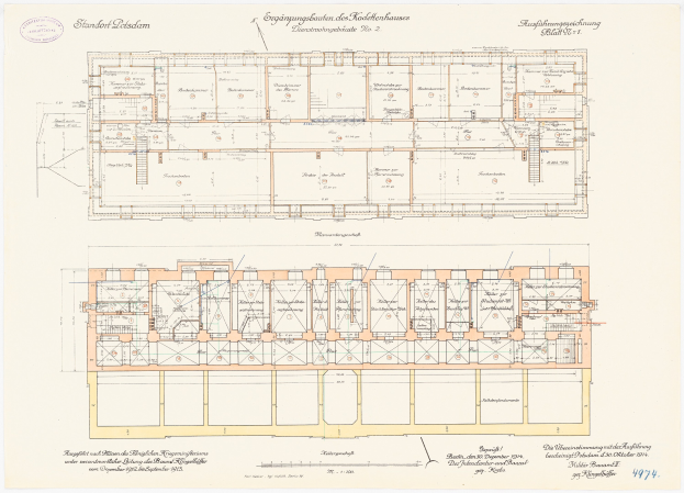 Schwarz-weißer architektonischer Grundriss eines mehrräumigen Gebäudes, wahrscheinlich der ursprüngliche Stadtplatz in Dresden, Deutschland, mit detaillierten Textanmerkungen.