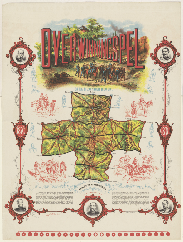 Eine farbenfrohe und detaillierte Karte von Überwiningspel, Deutschland, mit lachenden Menschen, die die Landschaft genießen, Bäumen im Hintergrund und verschiedenen beschrifteten Sehenswürdigkeiten und Punkten von Interesse, mit fetter Schrift.