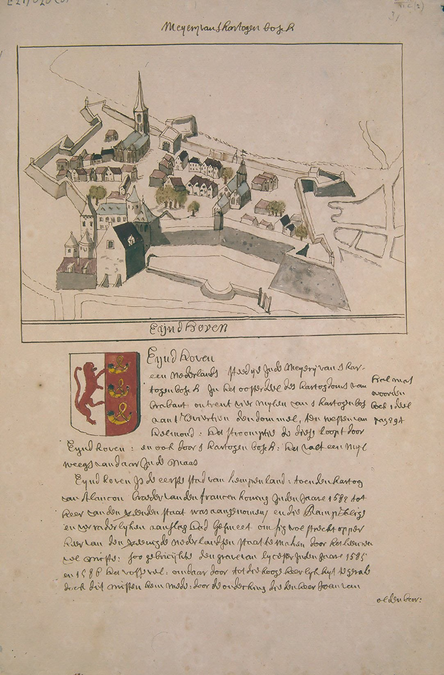 Ein abgenutzter Buchumschlag mit einer einfachen Stadtillustration, einschließlich mehrerer Gebäude und eines Logos, begleitet von schwacher Text.