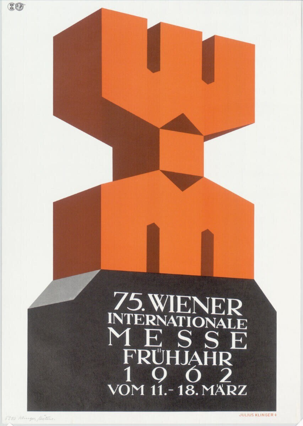 Plakat für die 75. Internationale Messe Frühling in München, Deutschland, mit einer farbenfrohen zentralen Skulptur und weißem Hintergrundtext.