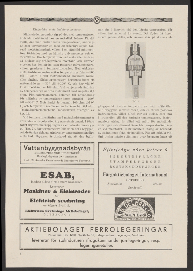 Eine alte Werbung mit einem ernsthaft aussehenden Mann und einem Text, der eine Maschine beschreibt.