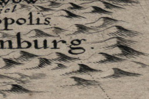 Eine schwarz-weiße detaillierte Karte von Hamburg, Deutschland, mit fetter Schrift und einem dünnen schwarzen Rand.